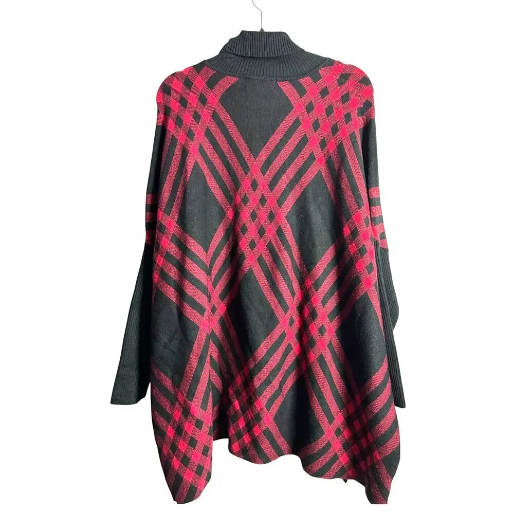 JOSEPH A. Red Plaid Sweater NEW Boxy Rayon Blend Size 2X